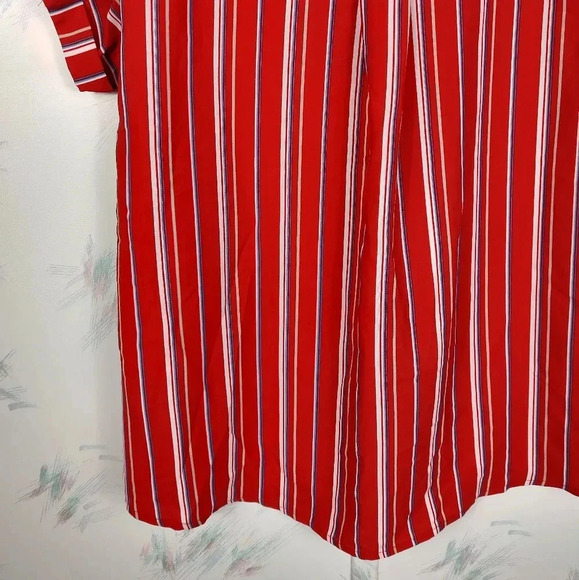 Anthropologie Red Striped Short Sleeve Blouse Sz M - Picture 10 of 10